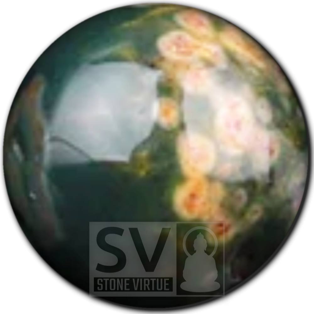 8mm natural Ocean Jasper bead, valued for promoting joy, optimism, and deep emotional healing, connecting with the rhythm of the sea.