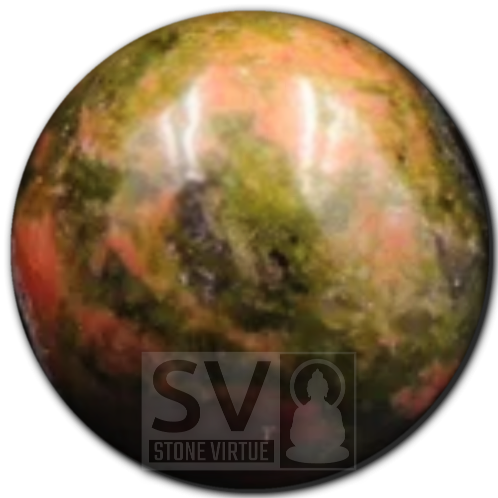8mm natural Unakite bead, associated with emotional healing, balance, and nurturing love and compassion.