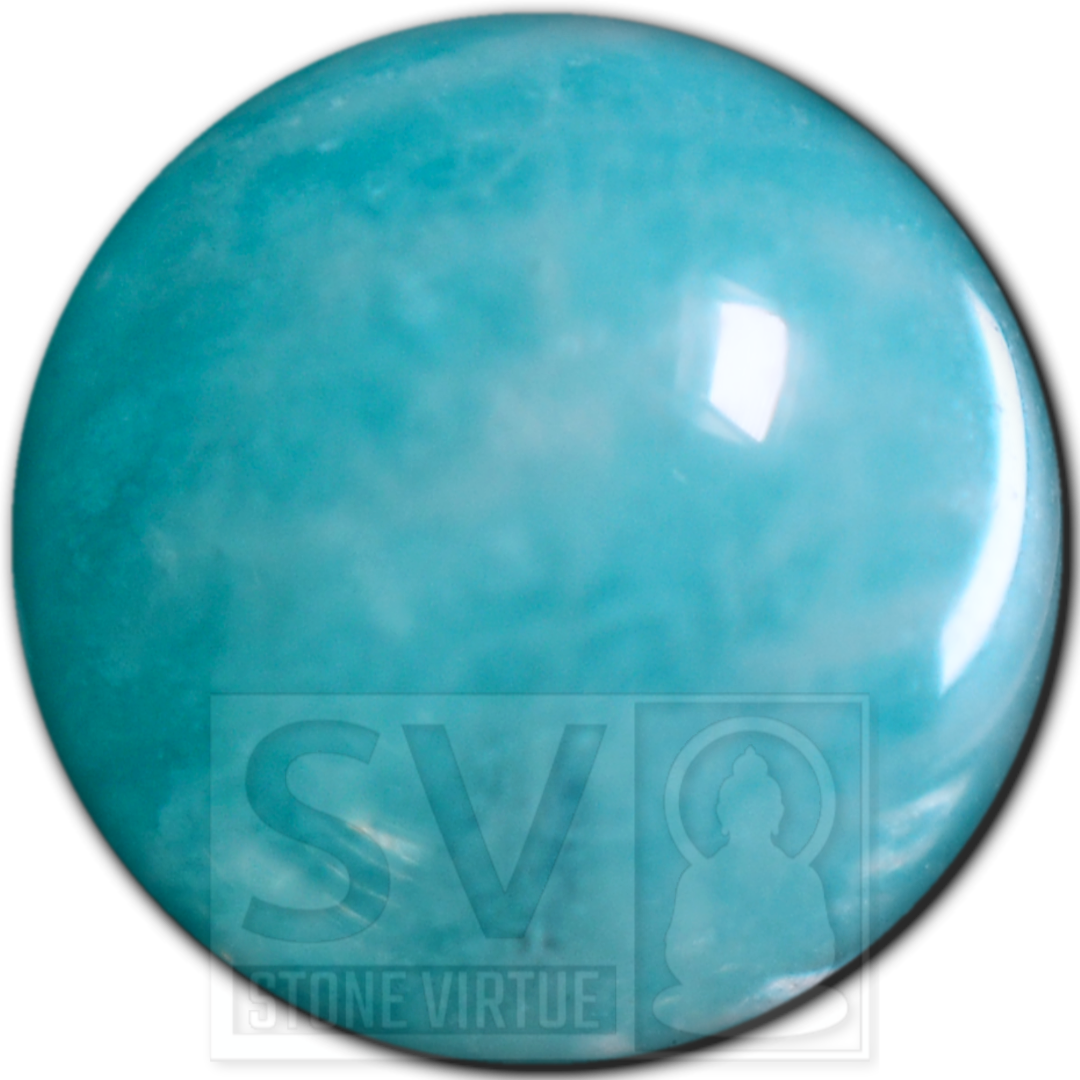 8mm natural Amazonite gemstone bead, known for balancing emotions, promoting harmony, and enhancing communication and courage.