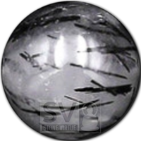 8mm natural Black Tourmalinated Quartz bead, valued for balancing energies, clearing negativity, and aiding emotional stability. Also known as Clear Quarts Rutilated with tourmaline.