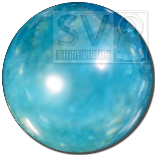 8mm natural Blue Apatite bead, known for enhancing focus, motivation, and aiding in communication and personal growth.