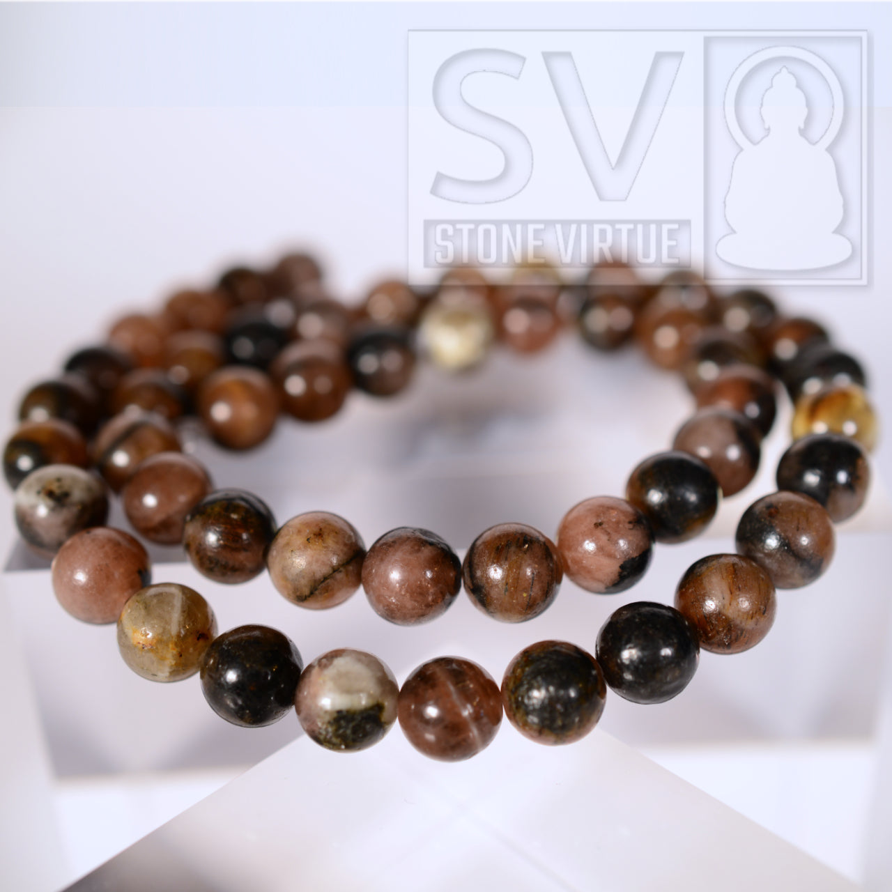 8mm natural Chiastolite beads, known for its protective qualities, aiding in grounding and balancing during times of change and stress.