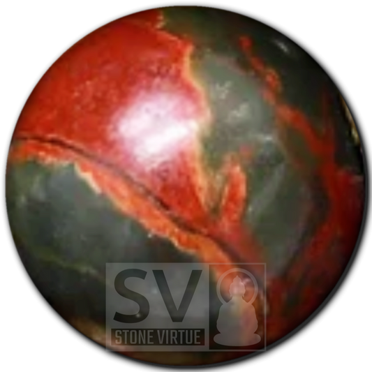 8mm natural Red Creek Jasper bead, known for grounding and stabilizing energies, enhancing creativity, and personal will.
