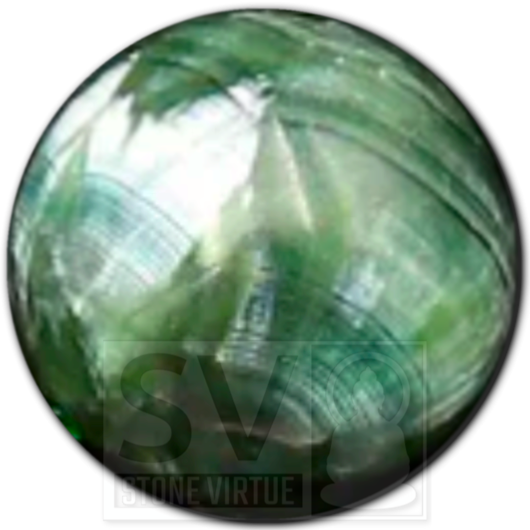 8mm natural Seraphinite bead, valued for spiritual connection, promoting healing, peace, and angelic communication.
