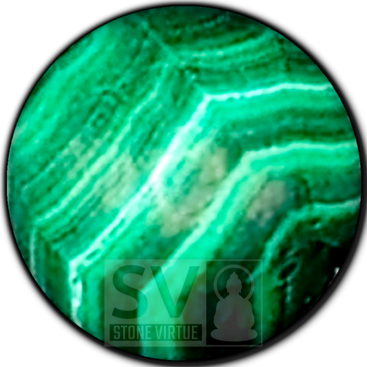 8mm natural Malachite bead, known for its protective and transformative properties, helping release negative patterns and promote personal growth.
